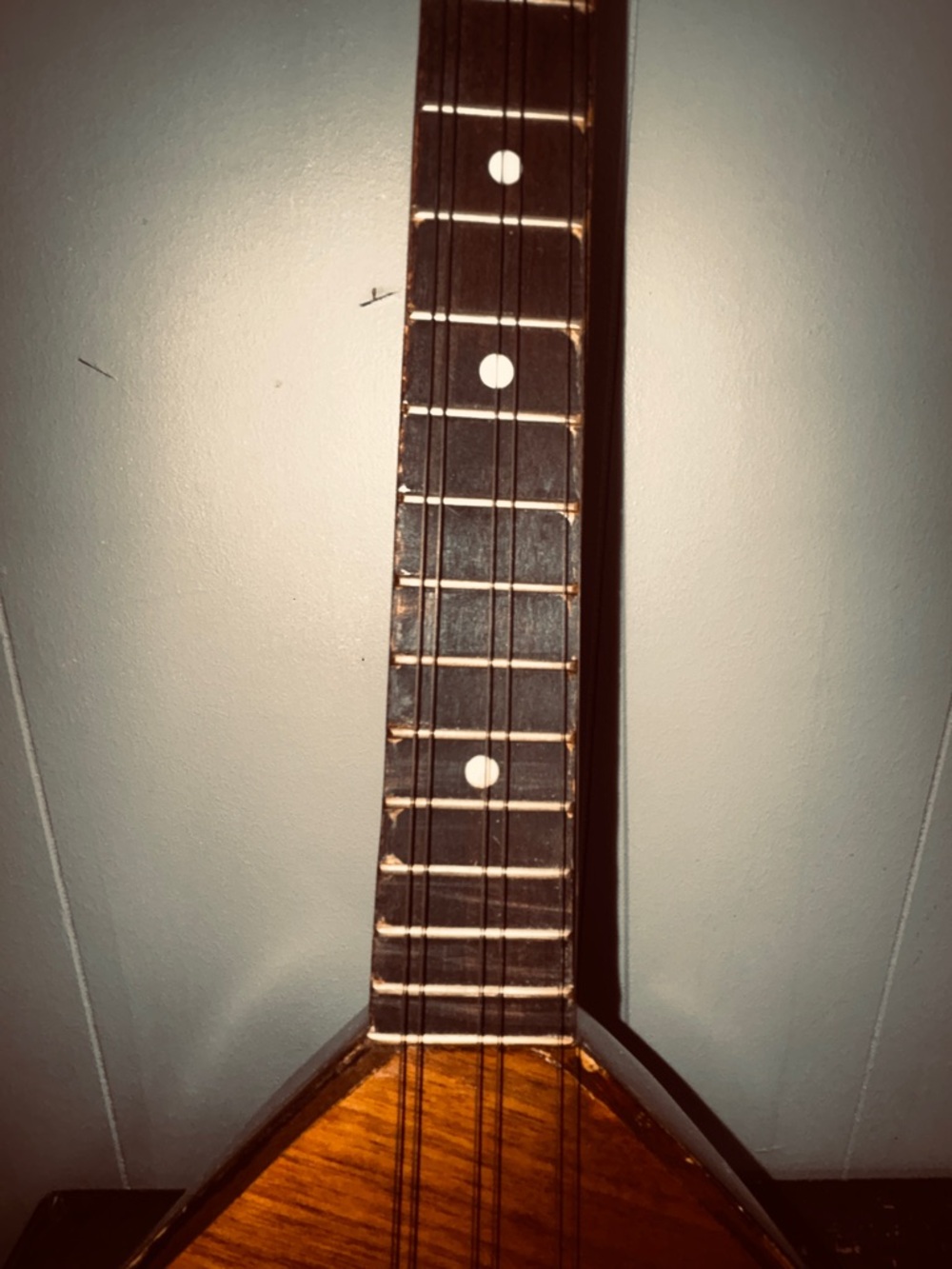 Vintage Russian Balalaika • Triangular Folk String Instrument • Cyrillic Label - Picture 4 of 12